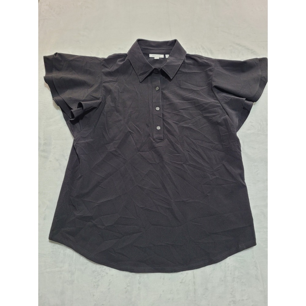 NWT Chico's Zenergy Ruffle Polo Women S Black Neema